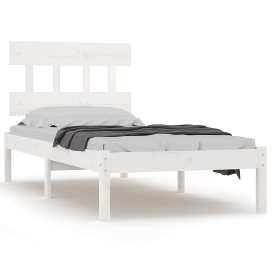 Bedframe Massief Hout Wit 75X190 Cm 2Ft6 Small Single