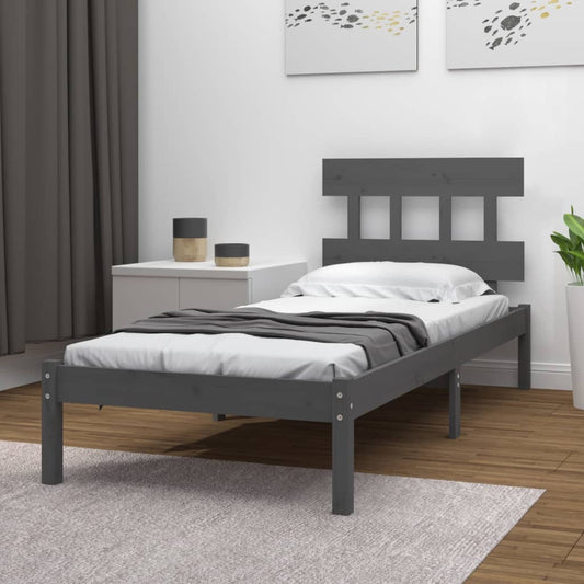 Bedframe Massief Hout Grijs 100X200 Cm