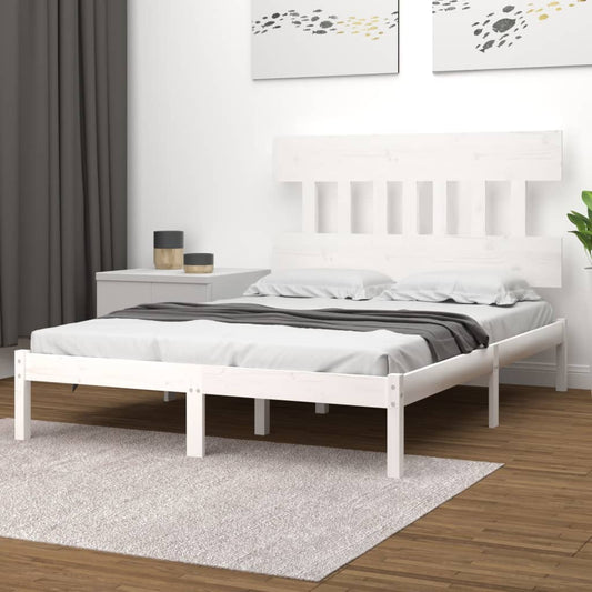 Bedframe Massief Hout Wit 200X200 Cm