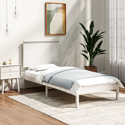 Bedframe Massief Hout Wit 75X190 Cm 2Ft6 Small Single