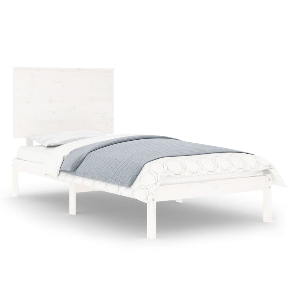 Bedframe Massief Hout Wit 90X190 Cm 3Ft Single