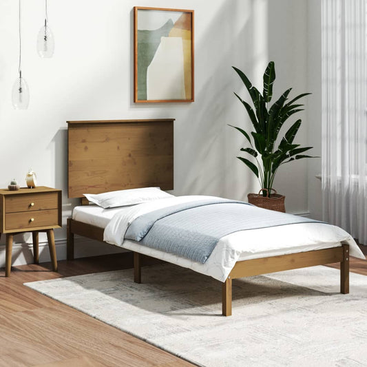 Bedframe Massief Hout Honingbruin 90X190 Cm 3Ft Single