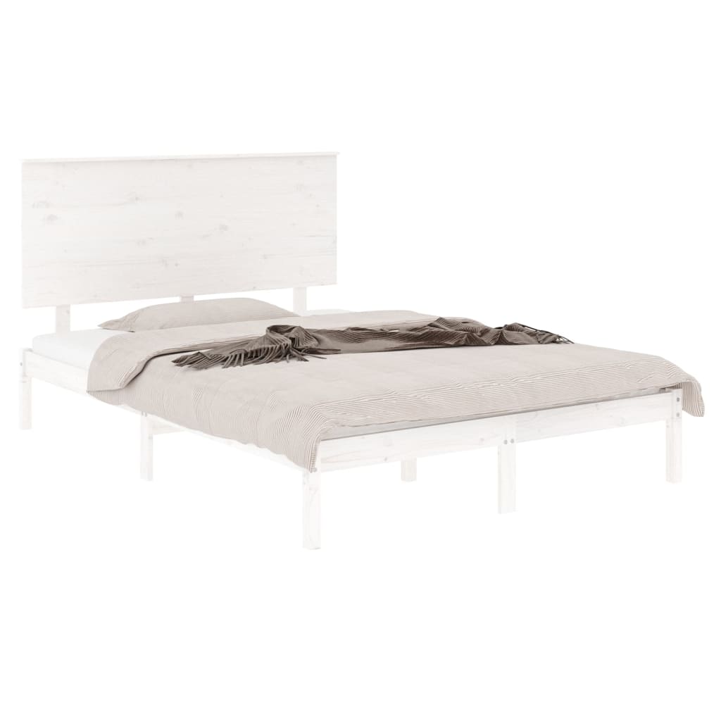 Bedframe Massief Hout Wit 120X190 Cm 4Ft Small Double