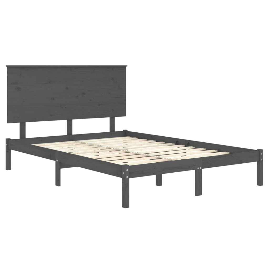 Bedframe Massief Hout Grijs 120X190 Cm 4Ft Small Double