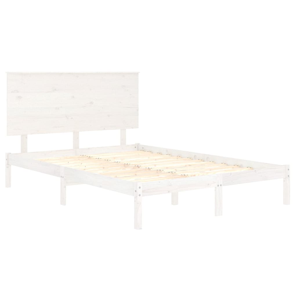 Bedframe Massief Hout Wit 135X190 Cm 4Ft6 Double