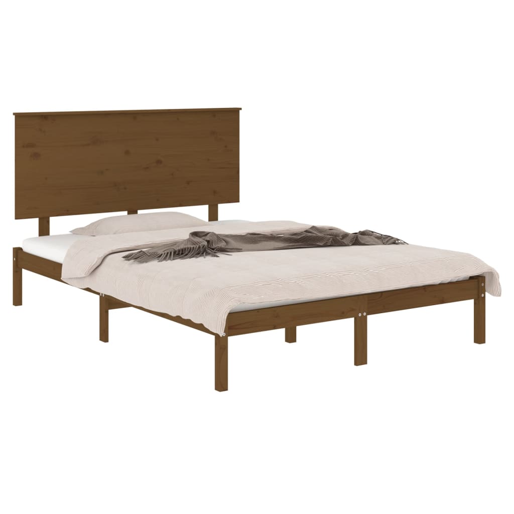 Bedframe Massief Hout Honingbruin 135X190 Cm 4Ft6 Double