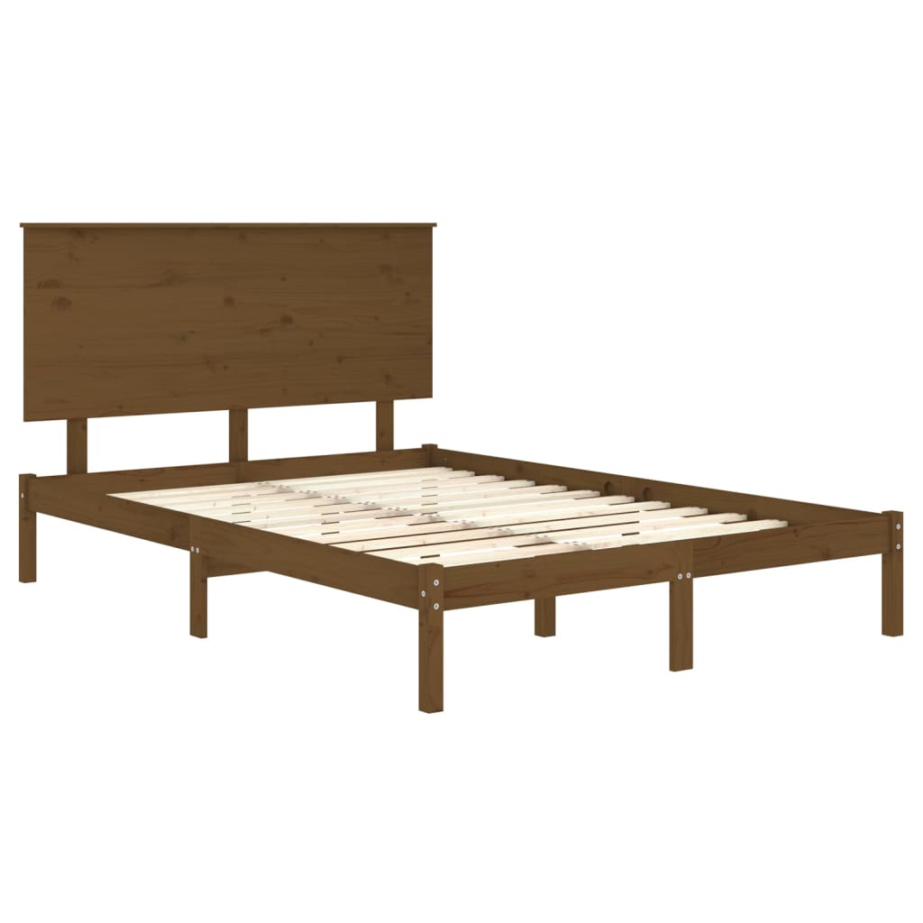 Bedframe Massief Hout Honingbruin 135X190 Cm 4Ft6 Double