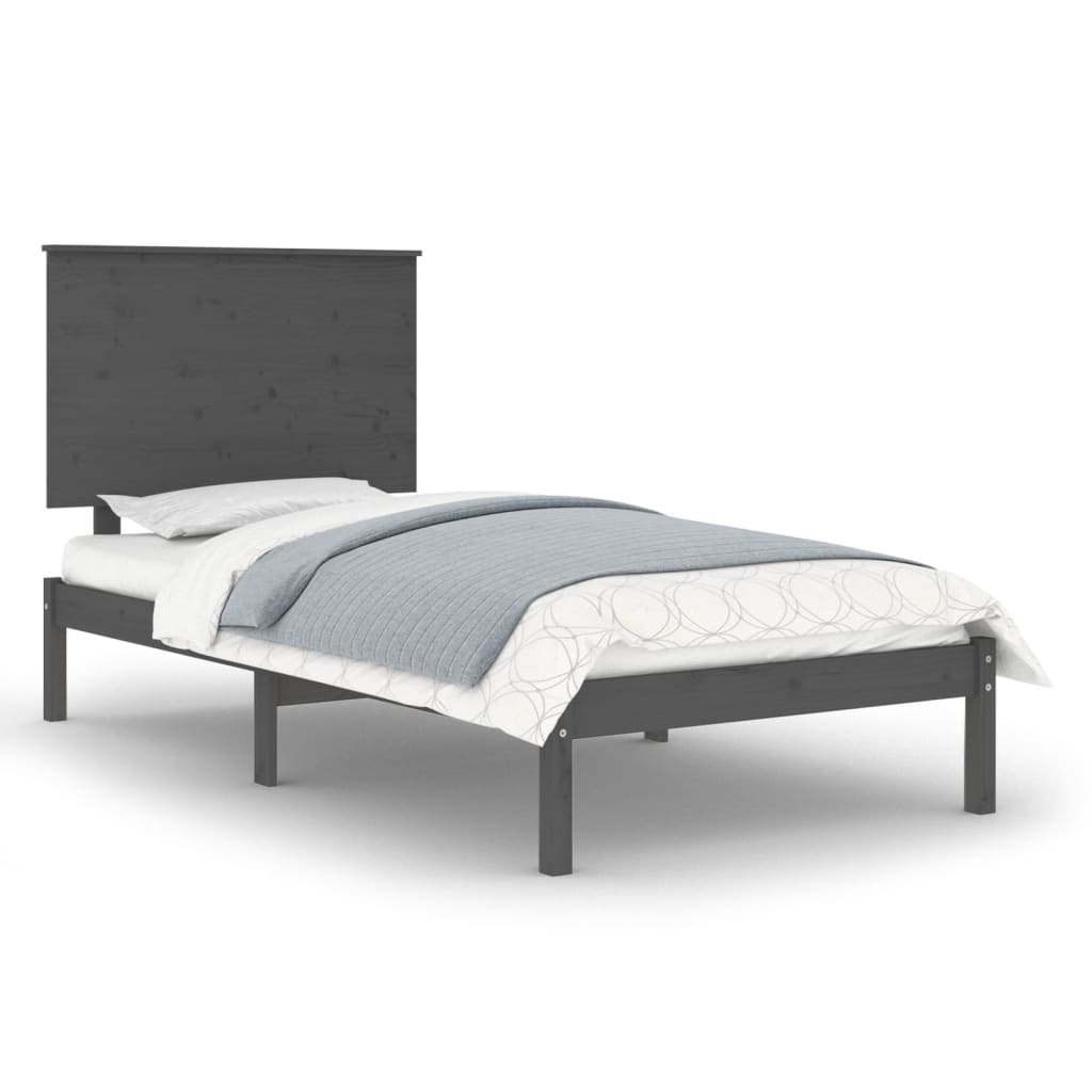 Bedframe Massief Grenenhout Grijs 100X200 Cm
