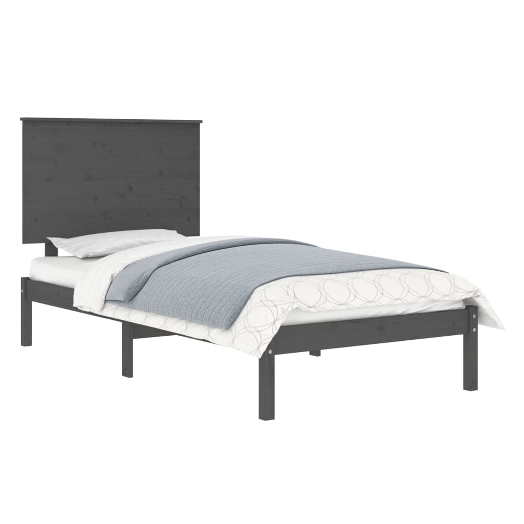 Bedframe Massief Grenenhout Grijs 100X200 Cm