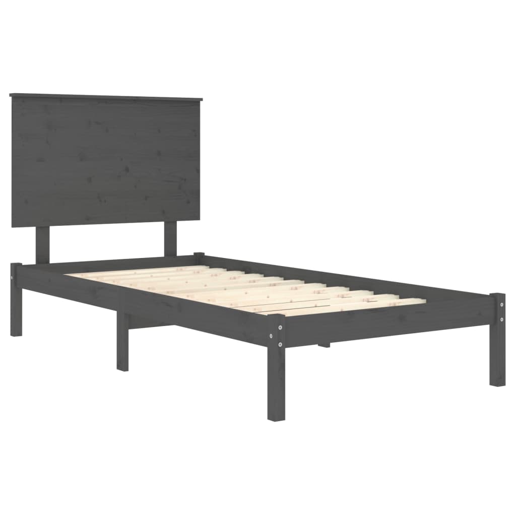 Bedframe Massief Grenenhout Grijs 100X200 Cm