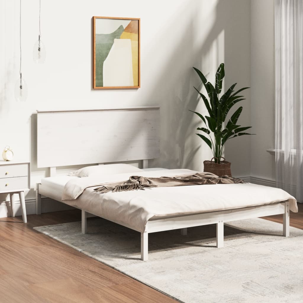 Bedframe Massief Grenenhout Wit 140X200 Cm