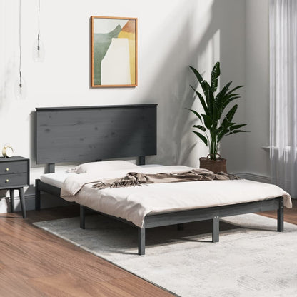 Bedframe Massief Grenenhout Grijs 140X200 Cm