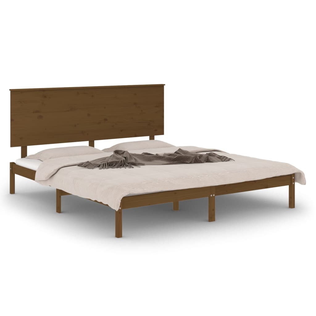 Bedframe Massief Hout Honingbruin 150X200 Cm 5Ft King Size