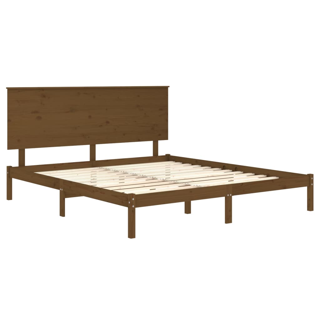 Bedframe Massief Hout Honingbruin 150X200 Cm 5Ft King Size