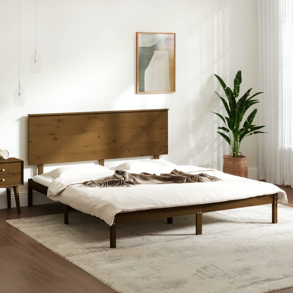 Bedframe Massief Hout Honingbruin 150X200 Cm 5Ft King Size