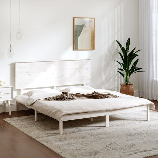Bedframe Massief Grenenhout Wit 160X200 Cm
