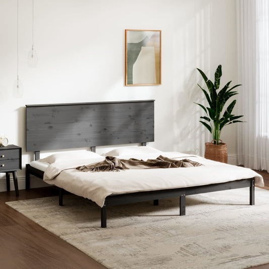 Bedframe Massief Grenenhout Grijs 160X200 Cm