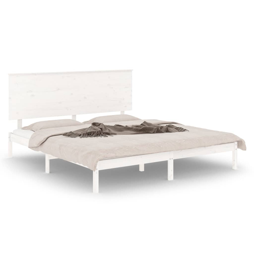 Bedframe Massief Hout Wit 180X200 Cm 6Ft Super King