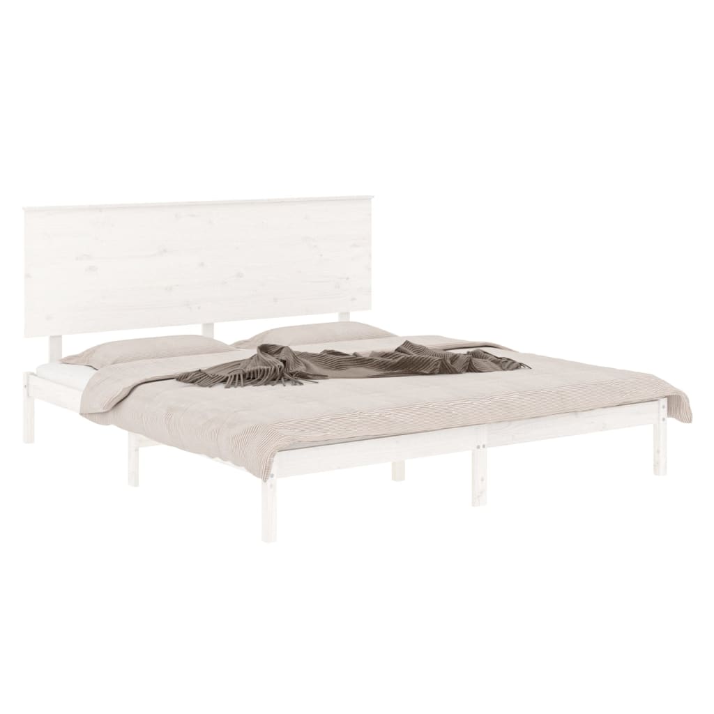 Bedframe Massief Hout Wit 180X200 Cm 6Ft Super King
