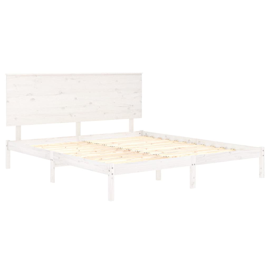 Bedframe Massief Hout Wit 180X200 Cm 6Ft Super King
