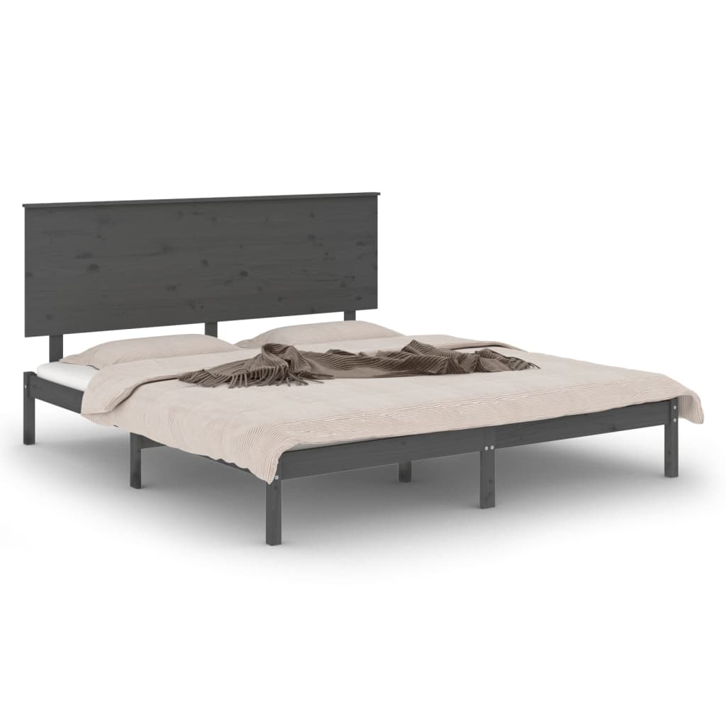 Bedframe Massief Grenenhout Grijs 200X200 Cm