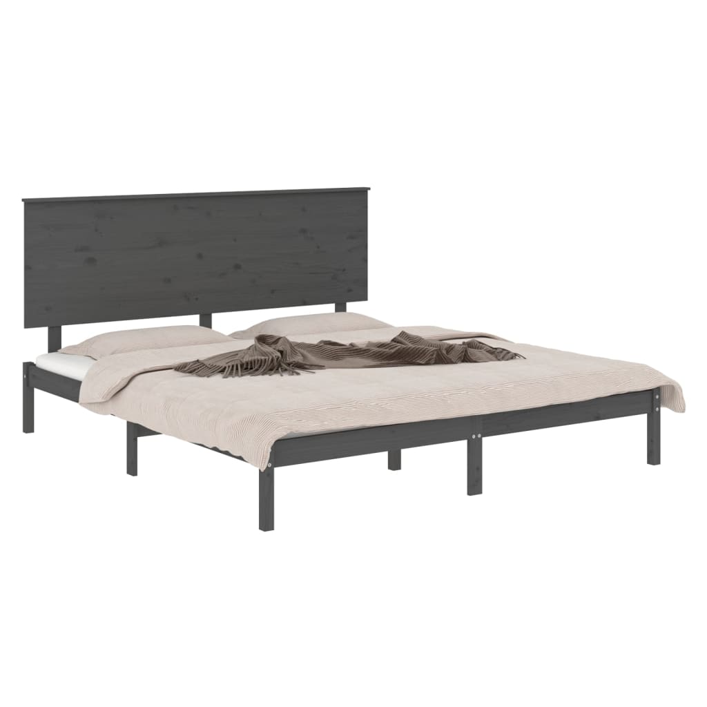 Bedframe Massief Grenenhout Grijs 200X200 Cm