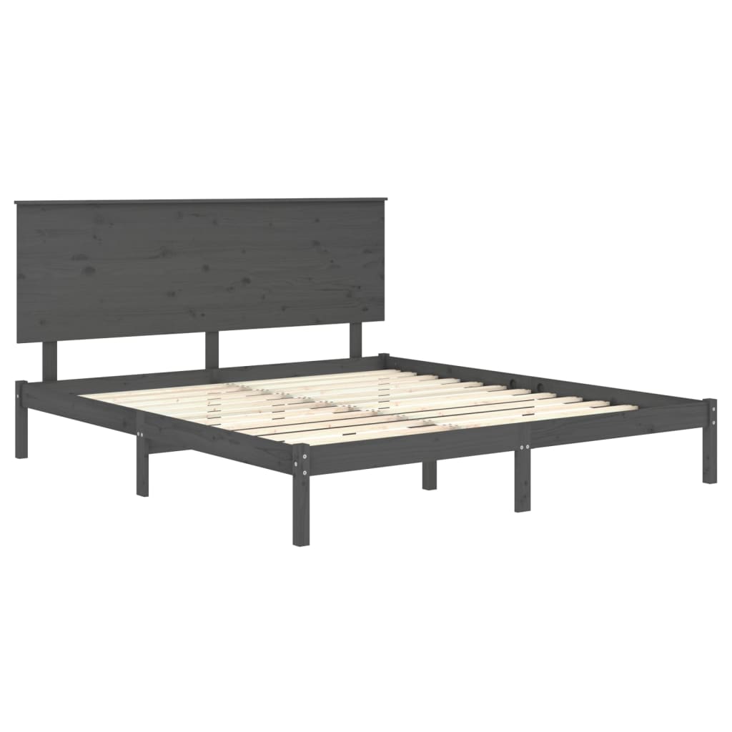 Bedframe Massief Grenenhout Grijs 200X200 Cm