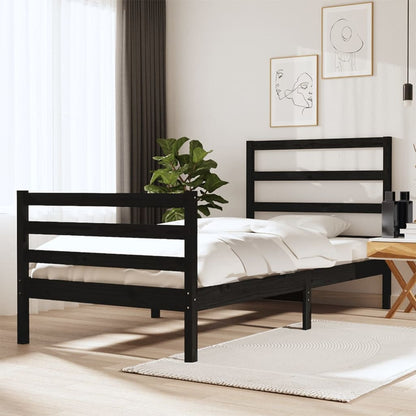 Bedframe Massief Grenenhout Zwart 75X190 Cm 2Ft6 Small Single