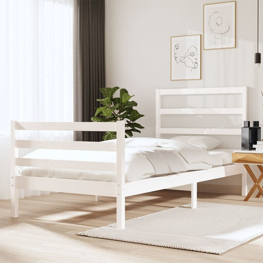 Bedframe Massief Grenenhout Wit 90X190 Cm 3Ft Single