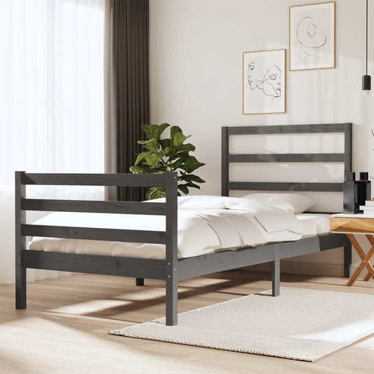Bedframe Massief Grenenhout Grijs 90X190 Cm 3Ft Single