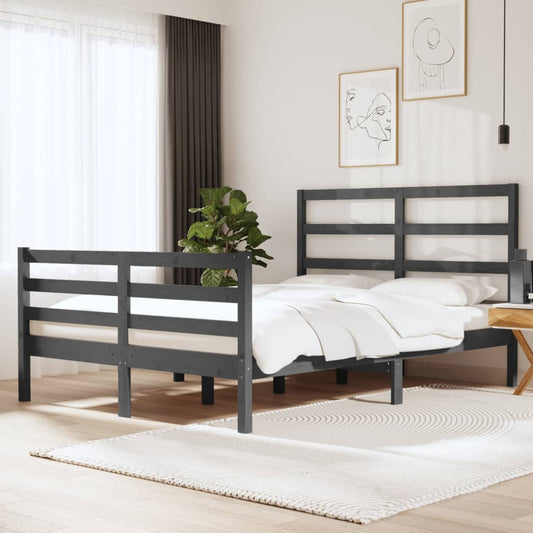 Bedframe Massief Grenenhout Grijs 120X190 Cm 4Ft Small Double