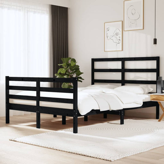 Bedframe Massief Grenenhout Zwart 120X190 Cm 4Ft Small Double