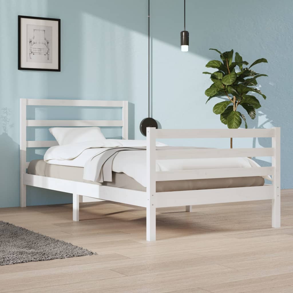 Bedframe Massief Grenenhout Wit 100X200 Cm