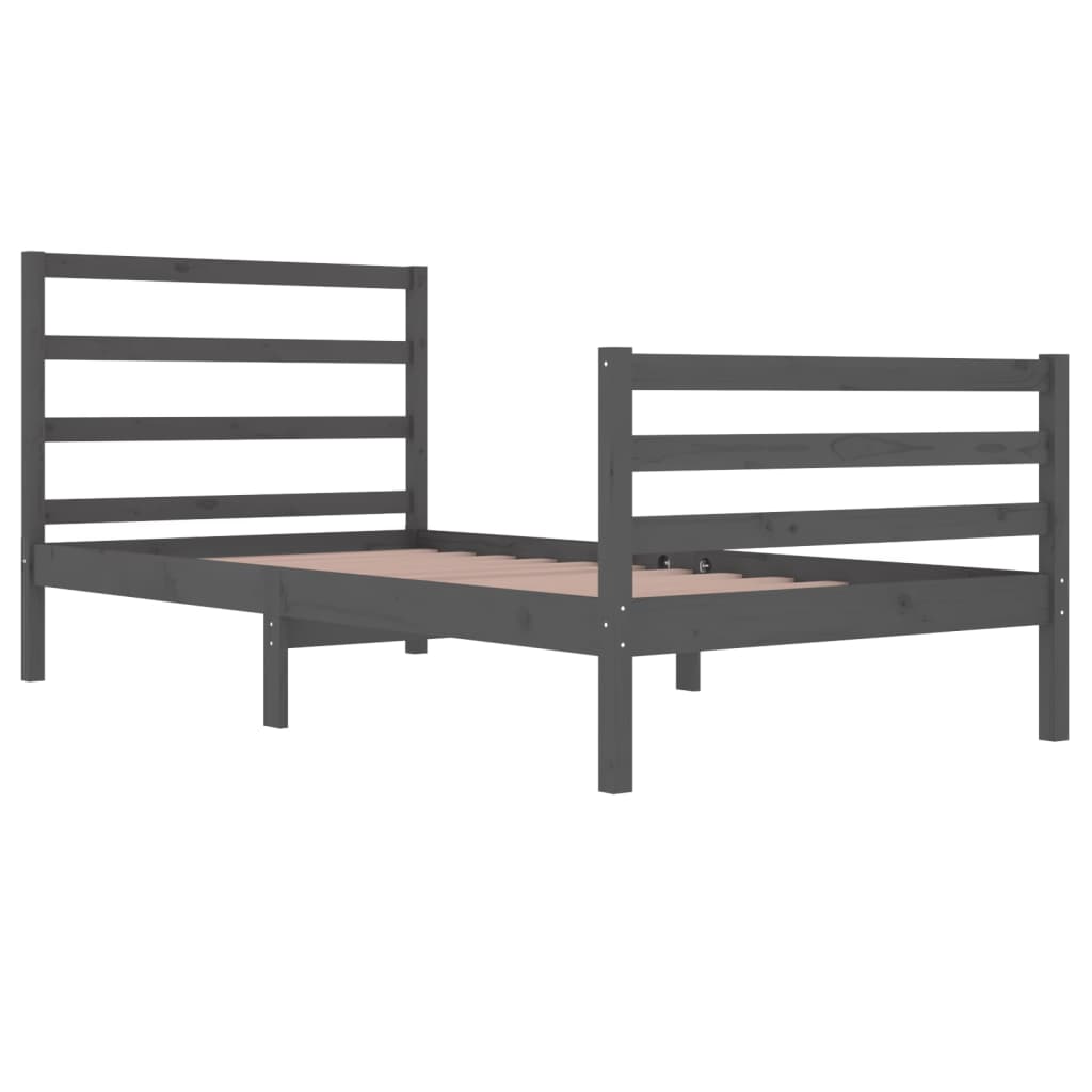 Bedframe Massief Grenenhout Grijs 100X200 Cm