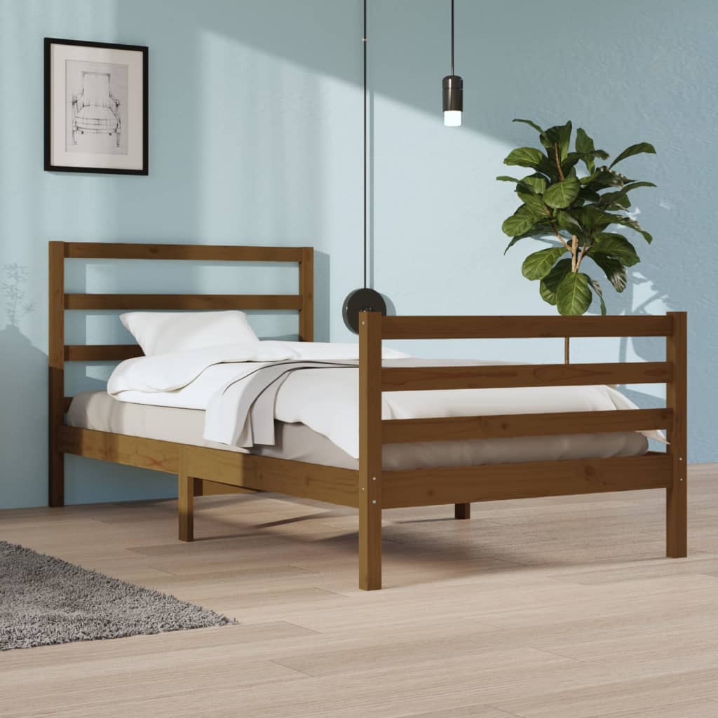 Bedframe Massief Grenenhout Honingbruin 100X200 Cm