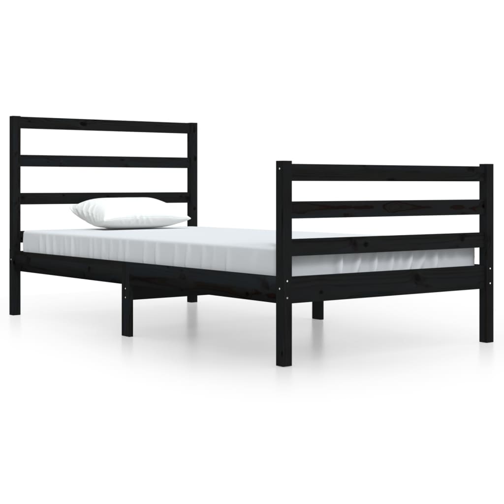 Bedframe Massief Grenenhout Zwart 100X200 Cm