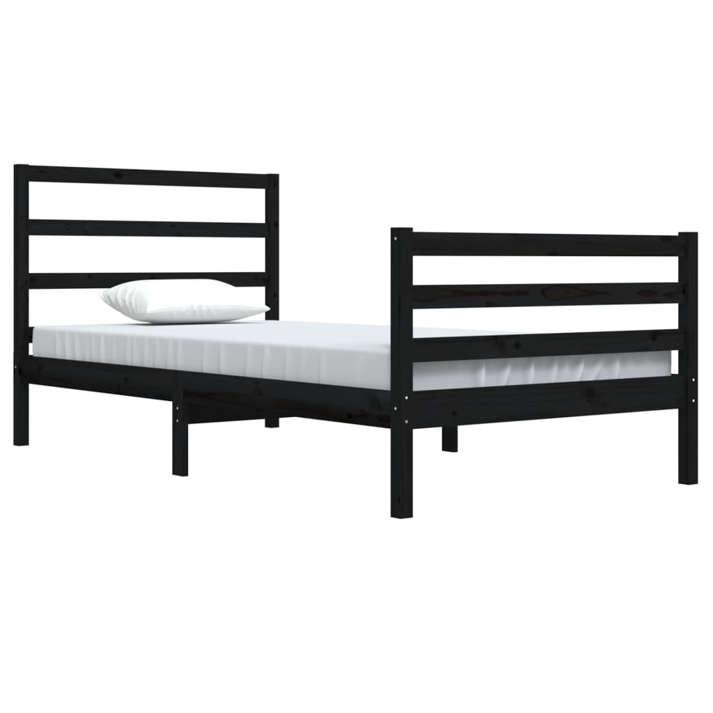 Bedframe Massief Grenenhout Zwart 100X200 Cm