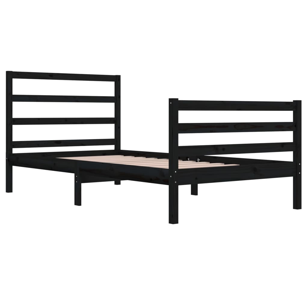 Bedframe Massief Grenenhout Zwart 100X200 Cm