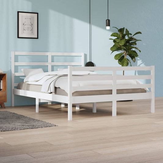 Bedframe Massief Grenenhout Wit 140X200 Cm