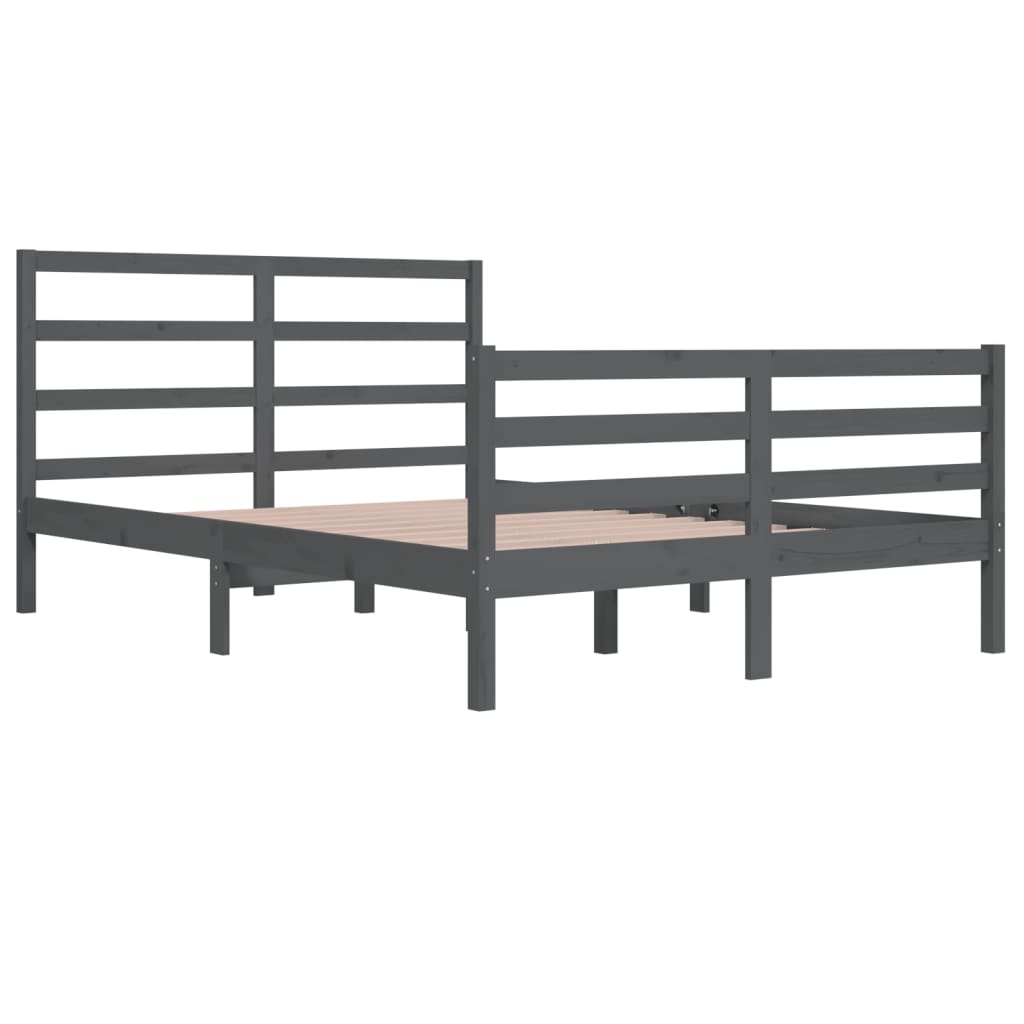 Bedframe Massief Grenenhout Grijs 140X200 Cm