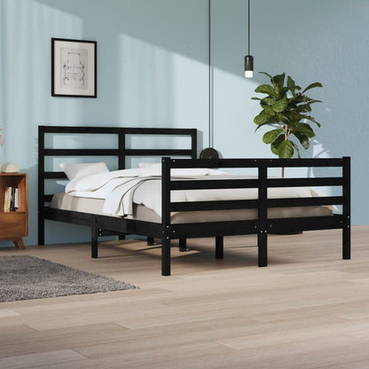 Bedframe Massief Grenenhout Zwart 140X200 Cm