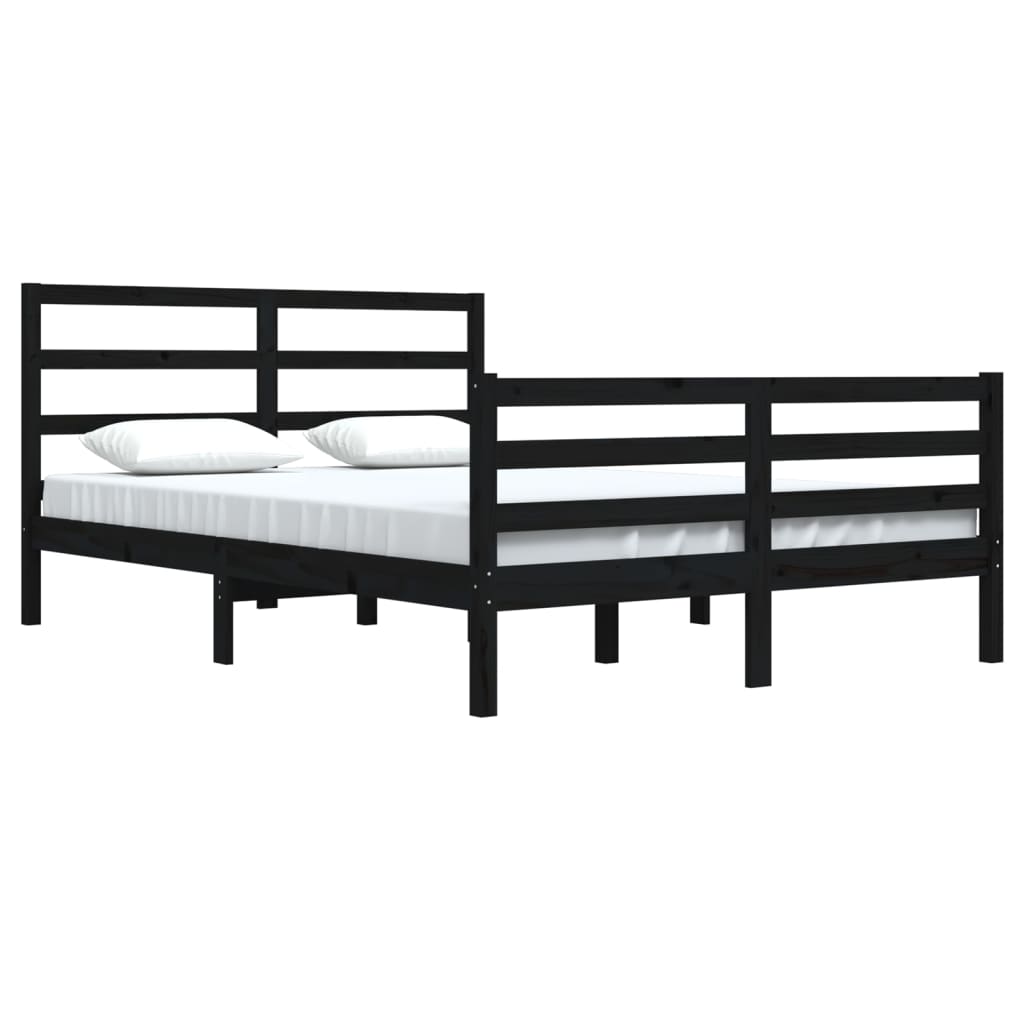 Bedframe Massief Grenenhout Zwart 160X200 Cm