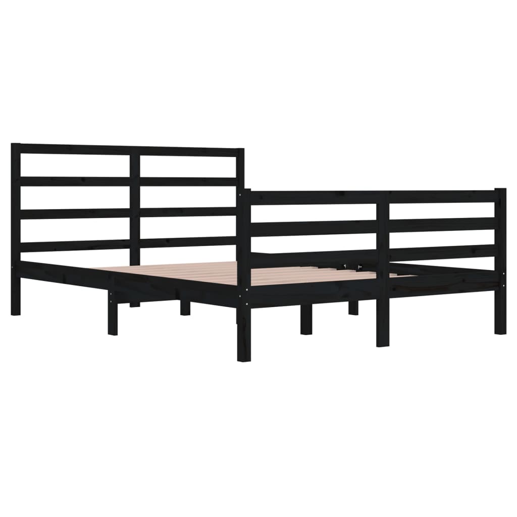 Bedframe Massief Grenenhout Zwart 160X200 Cm