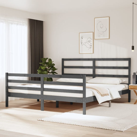 Bedframe Massief Grenenhout Grijs 180X200 Cm 6Ft Super King