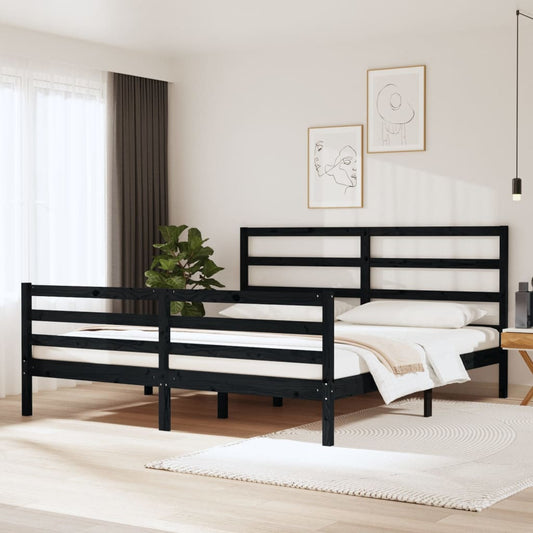 Bedframe Massief Grenenhout Zwart 180X200 Cm 6Ft Super King