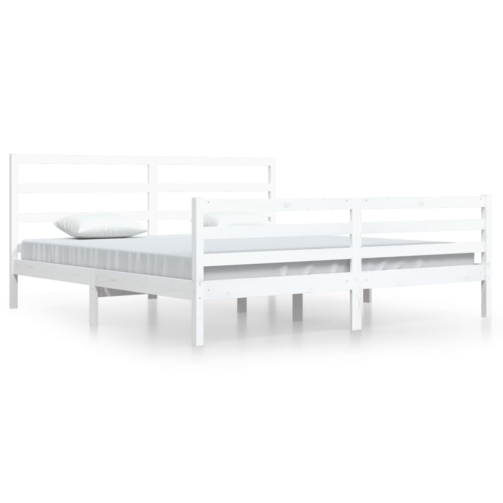 Bedframe Massief Grenenhout Wit 200X200 Cm