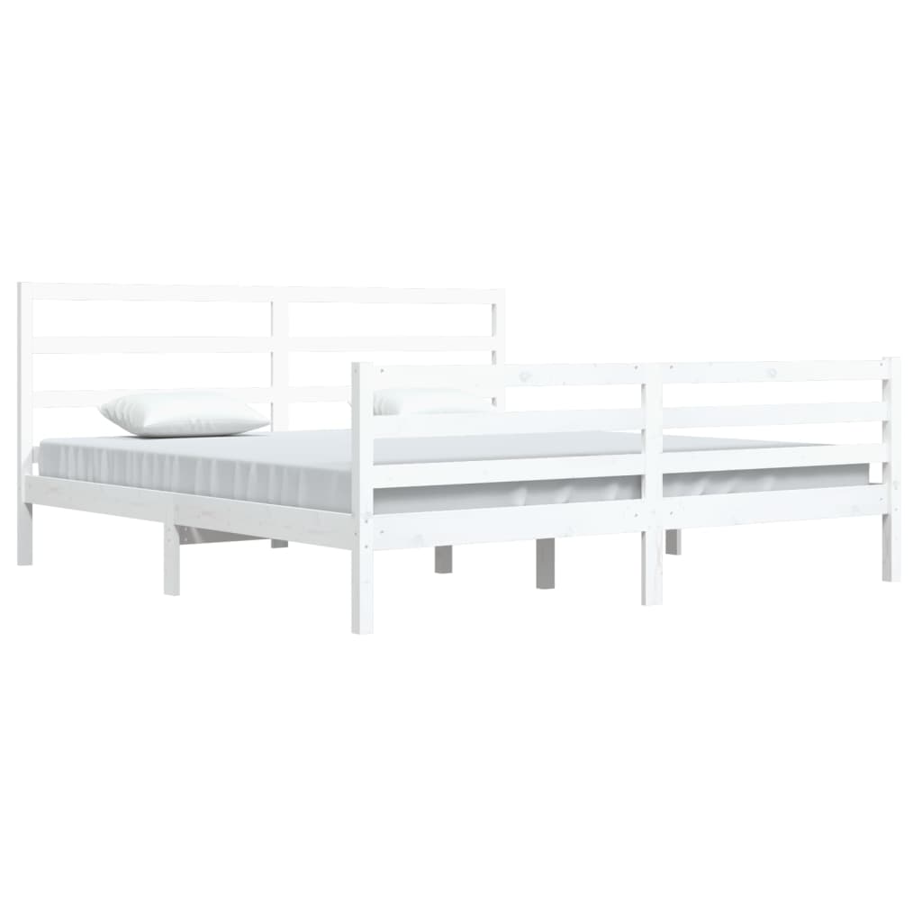 Bedframe Massief Grenenhout Wit 200X200 Cm