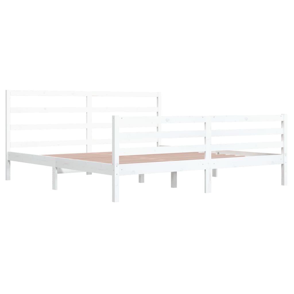 Bedframe Massief Grenenhout Wit 200X200 Cm