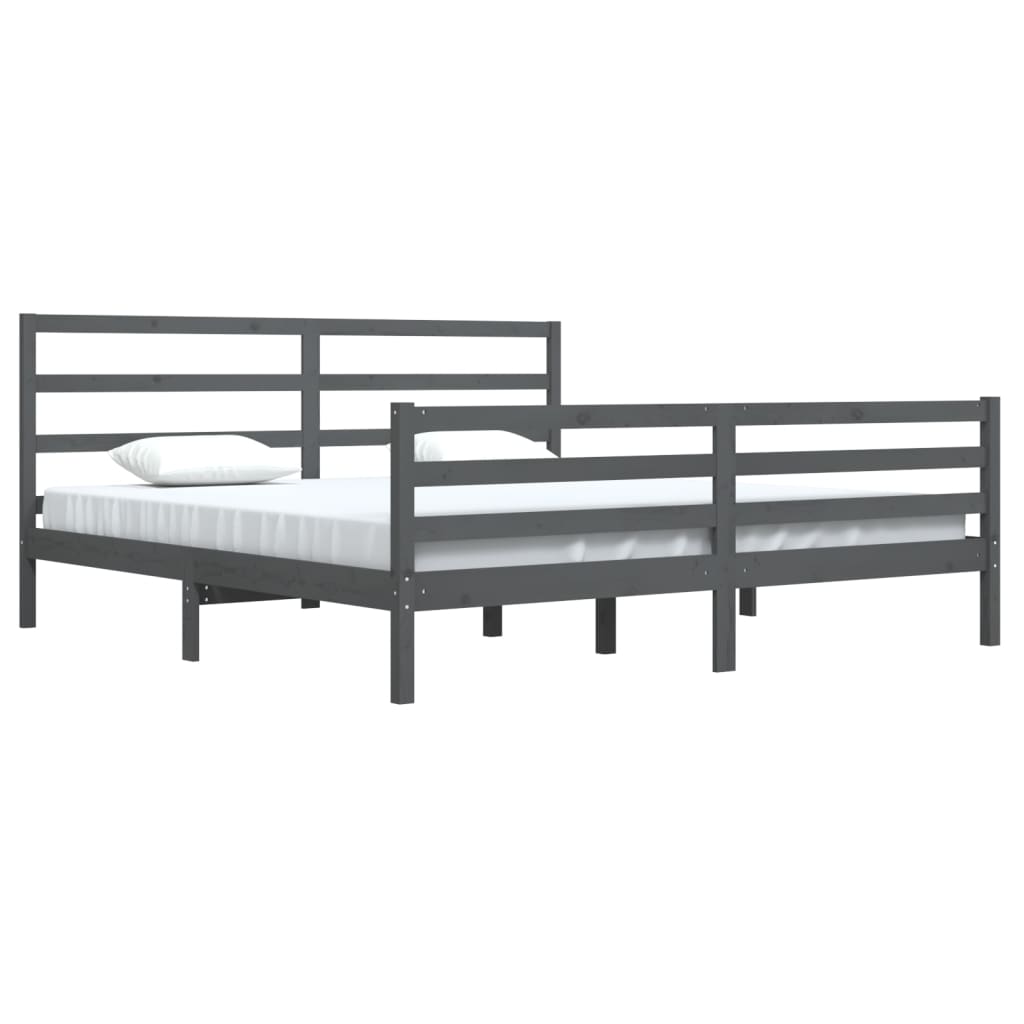 Bedframe Massief Grenenhout Grijs 200X200 Cm