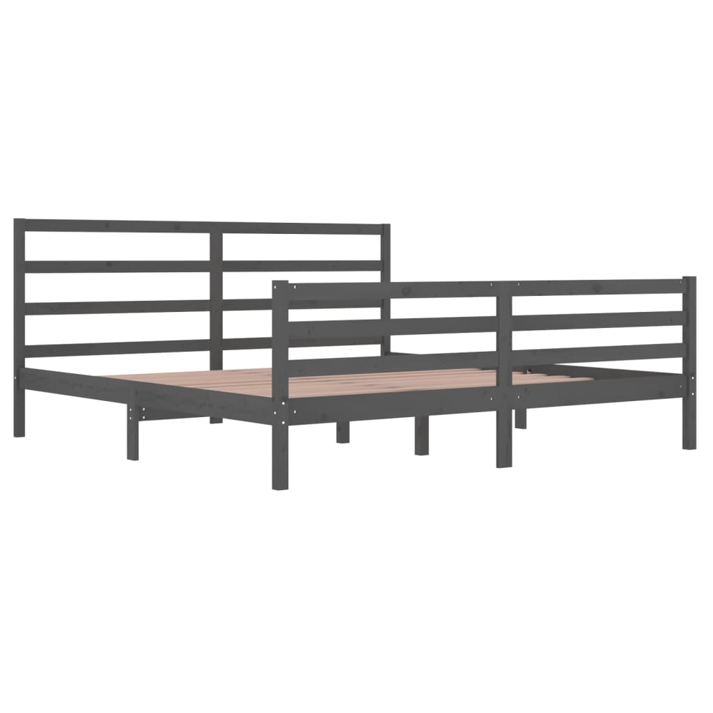 Bedframe Massief Grenenhout Grijs 200X200 Cm